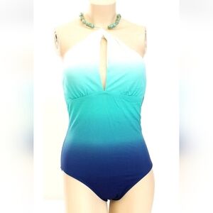Jantzen Blue and White Ombre One Piece Swimsuit